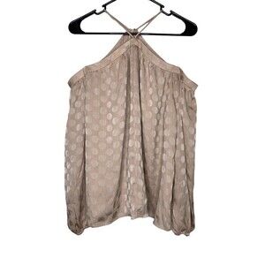 Do + Be Womens Polka Dot Off Shoulder 3/4 Sleeve Top Blouse Mauve Size Large NWT